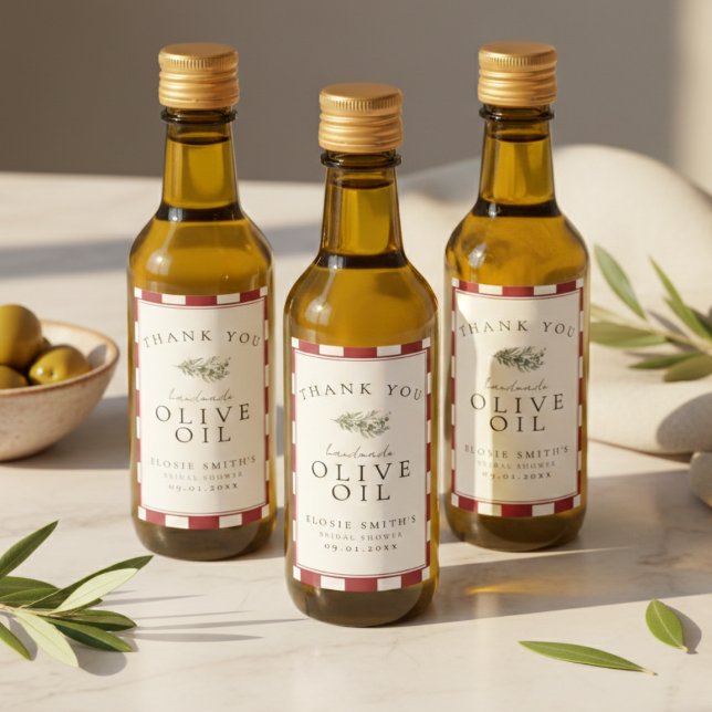 Étiquette de bouteille d'huile d'olive miniature p (Bridal Shower Olive Oil Mini Bottle Label)
