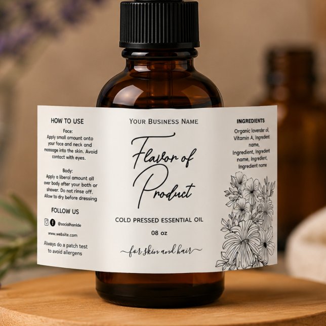 Étiquette de bouteille d'huile essentielle florale (Créateur téléchargé)