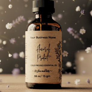 Étiquette de bouteille d'huile essentielle Kraft