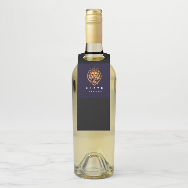 étiquette de bouteille imprimée lion  (Sur bouteille)