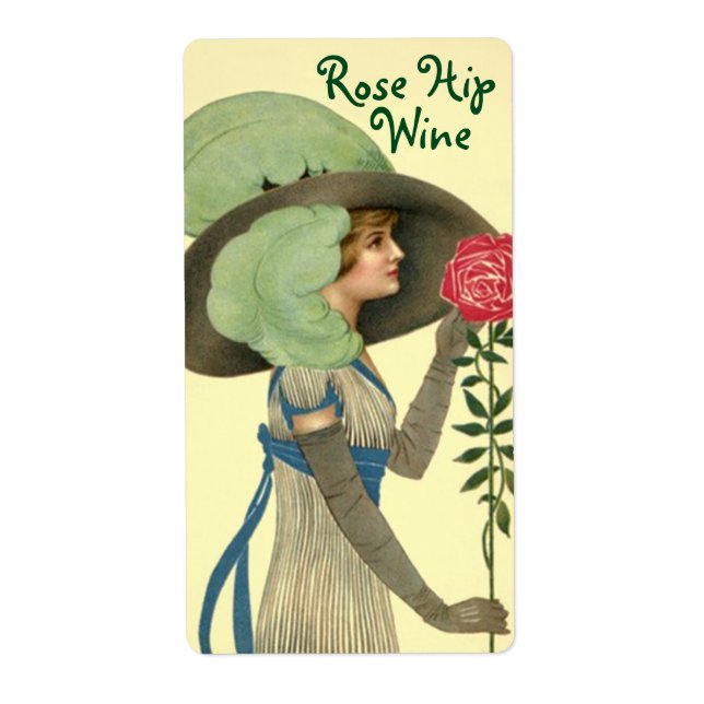 Étiquette de bouteille pour Rose de vin maison Ros (Devant)