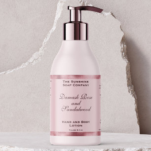 Étiquette de bouteille rose et tressé rose huile