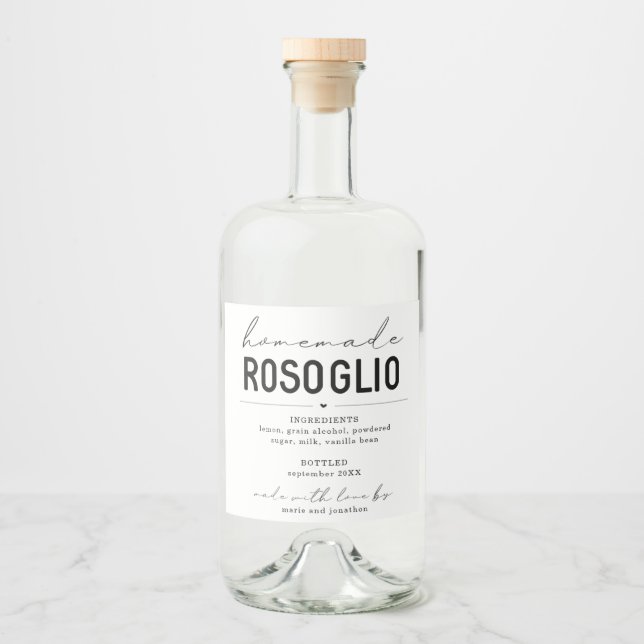 Étiquette de bouteille Rosoglio maison personnalis (Devant)