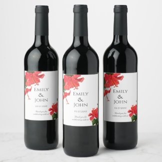 Étiquette de bouteilles de vin de fleur d'Hibiscus