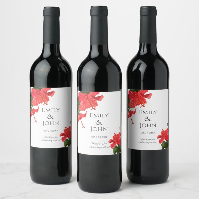 Étiquette de bouteilles de vin de fleur d'Hibiscus (Bouteilles)