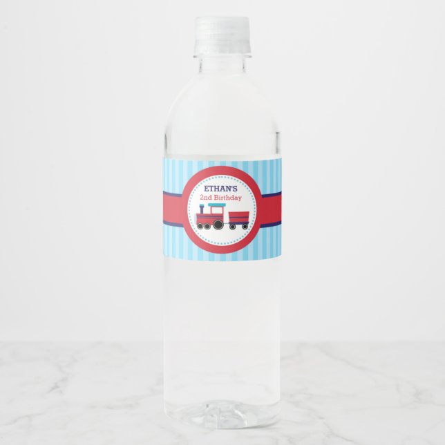Étiquette de bouteilles d'eau du train (Marine et  (Devant)