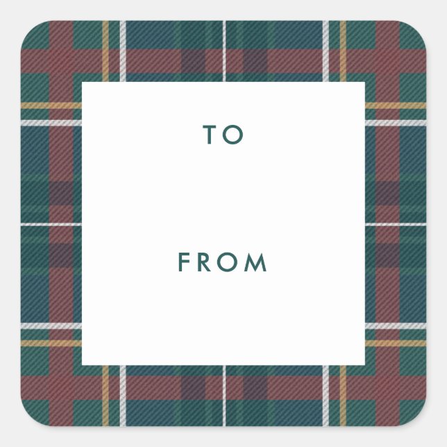 Étiquette de cadeau à carreaux de fête de couleur  (Devant)