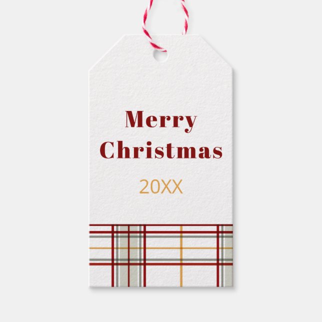 Étiquette de cadeau à carreaux moderne Joyeux Noël (Devant)