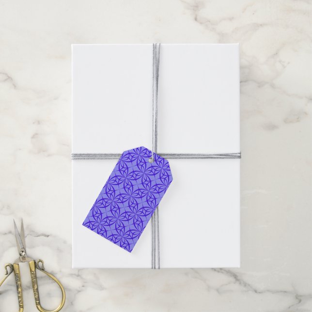 Étiquette de cadeau à cercles géométriques violets (Avec de la ficelle)