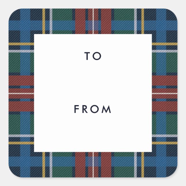 Étiquette de cadeau à et de plaid marine pour les  (Devant)
