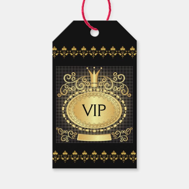 Étiquette de cadeau à monogramme élégant royal VIP (Devant)