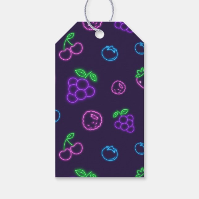Étiquette de cadeau à motif de baies néon (Devant)