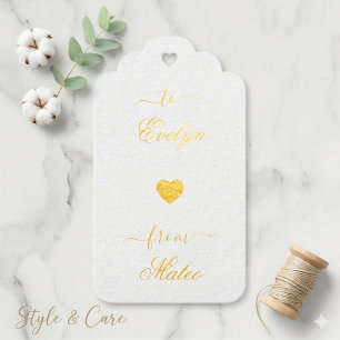 Étiquette de cadeau à motif en feuille métallique