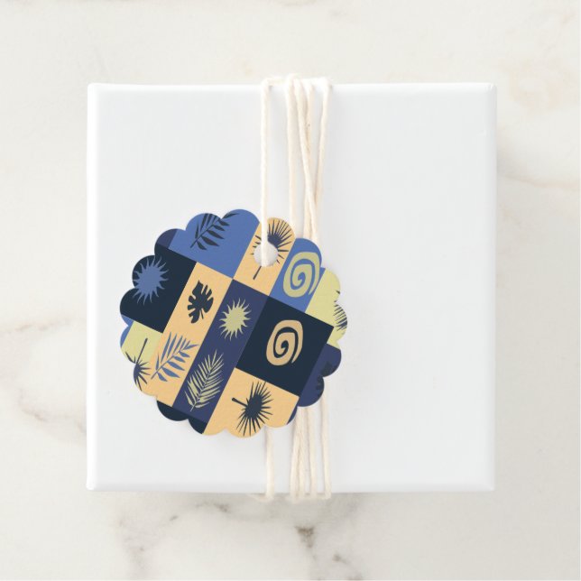 Étiquette de cadeau abstraite bleue (En situation)