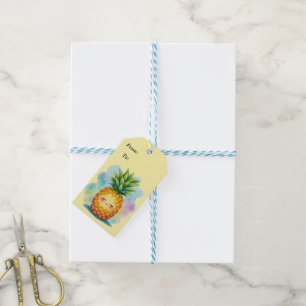 Étiquette de cadeau ananas joyeux
