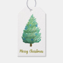 Étiquette de cadeau aquarelle arbre de Noël
