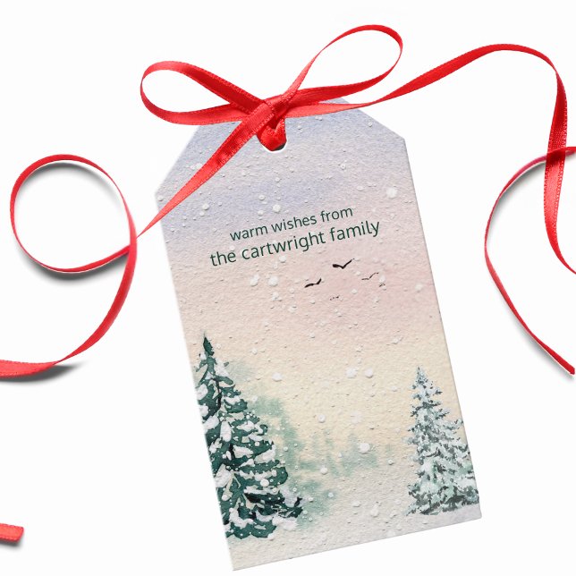 Étiquette de cadeau aquarelle d'hiver enchanté - S (Créateur téléchargé)