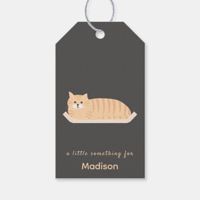 Étiquette de cadeau avec chat roux mignon et desig (Devant)
