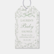 Étiquette de cadeau Baby Shower Arc Sage