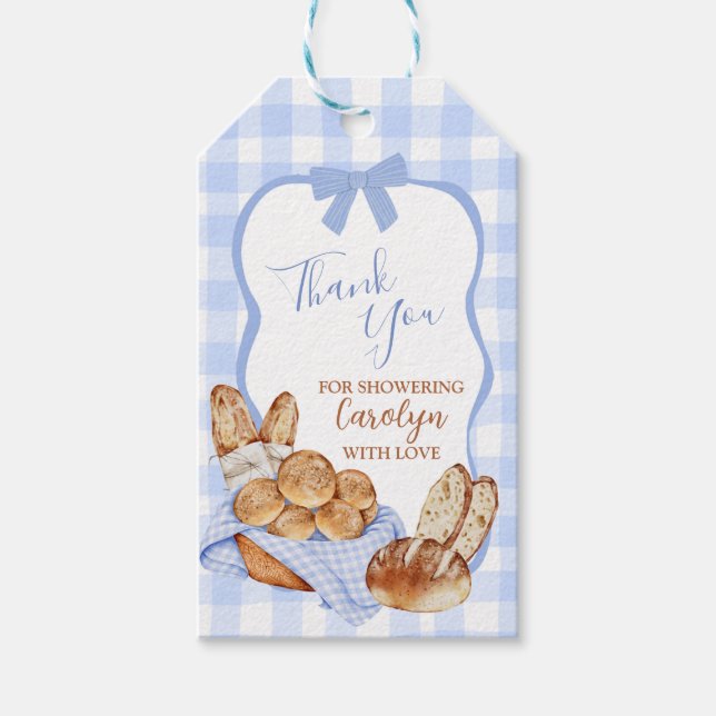 Étiquette de cadeau Bun au four à carreaux Gingham (Devant)