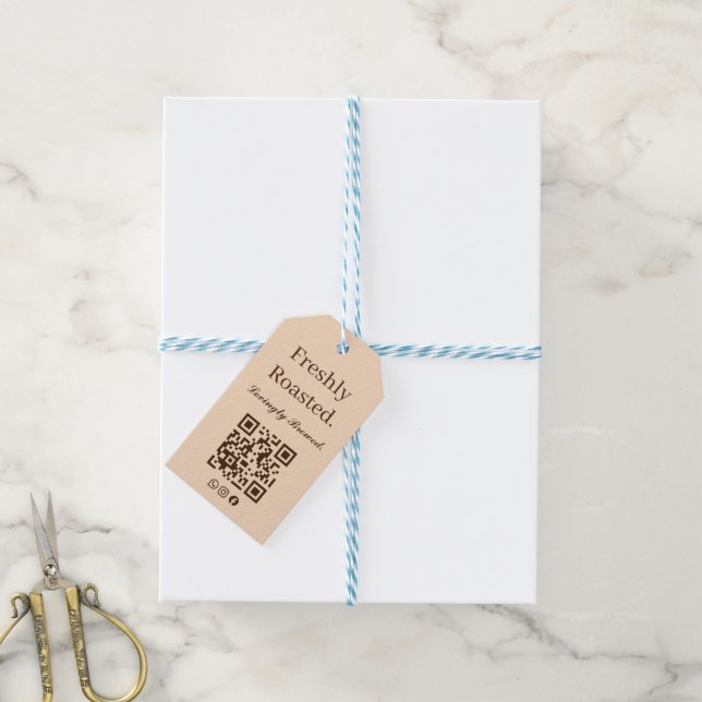Étiquette de Cadeau Café Torréfié Frais et Infusé  (Avec de laficelle)