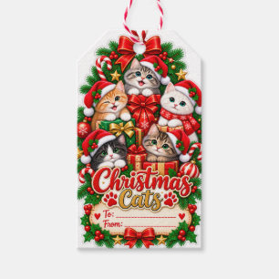 Étiquette de cadeau Chats de Noël