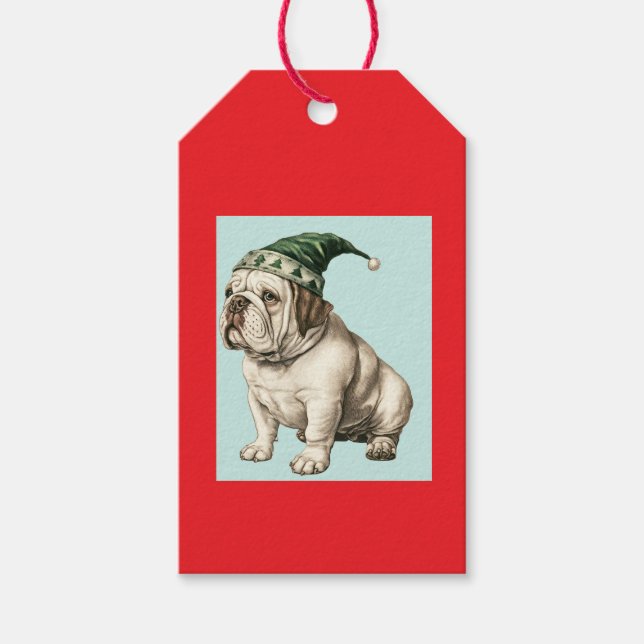 ÉTIQUETTE DE CADEAU CHIEN BOULOGNE DE NOËL AVEC CH (Devant)