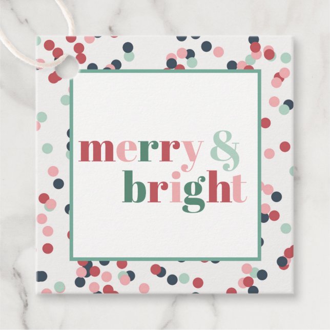 Étiquette de cadeau Confetti de Noël Merry & Brigh (Devant)