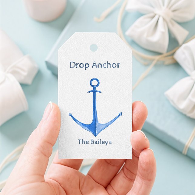 Étiquette de Cadeau d'Ancre de Bateau Rustique (Rustic Anchor Gift Tag)