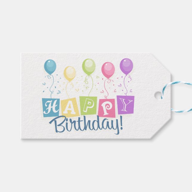 Étiquette de cadeau d'anniversaire (Devant (Horizontal))