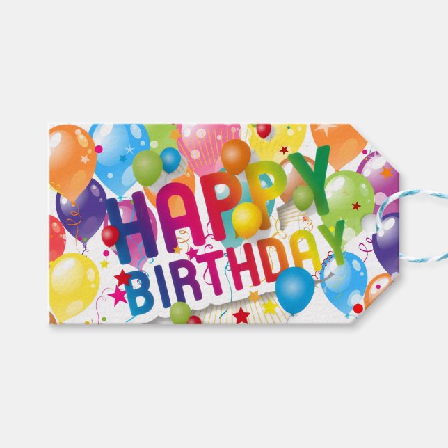 Étiquette de cadeau d'anniversaire  (Happy Birthday Rainbow Style Gift Tag!)