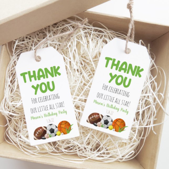 Étiquette de cadeau d'anniversaire à thème de spor (Créateur téléchargé)