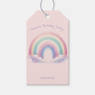 Étiquette de cadeau d'anniversaire arc-en-ciel pas