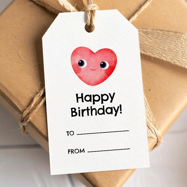 Étiquette de cadeau d'anniversaire avec cœur à l'a (Créateur téléchargé)