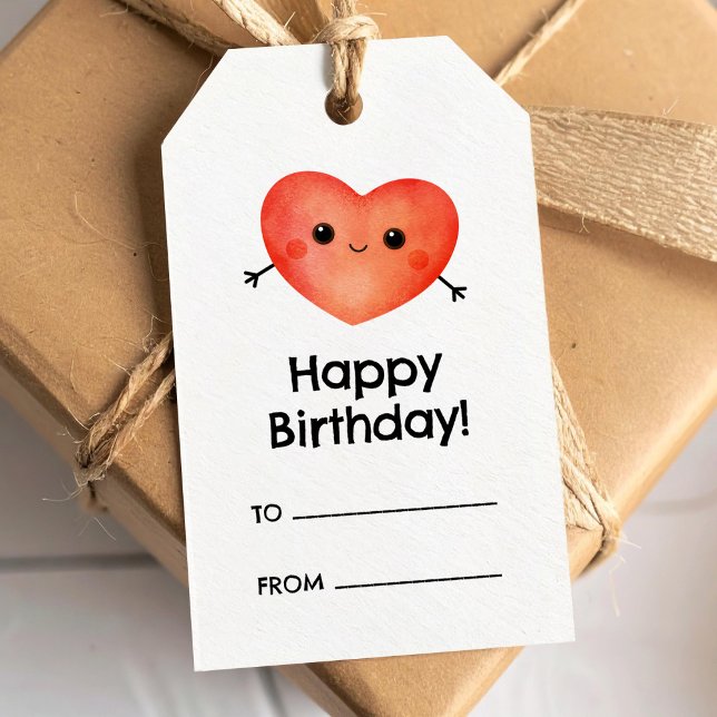 Étiquette de cadeau d'anniversaire avec un cœur so (Créateur téléchargé)