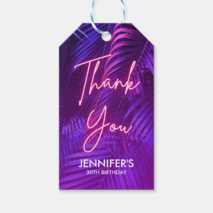 Étiquette de cadeau d'anniversaire Chic Purle Palm