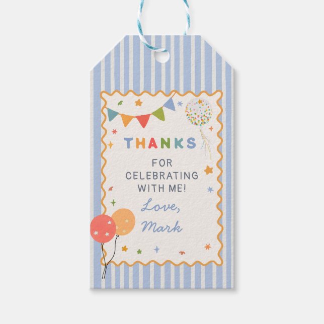 Étiquette de cadeau d'anniversaire colorée pour en (Devant)