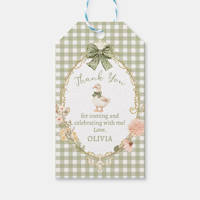 Étiquette de cadeau d'anniversaire Coquette Gingha (Devant)