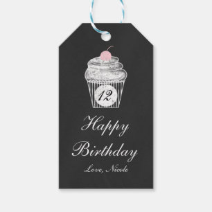 Étiquette de cadeau d'anniversaire Cupcake avec cr