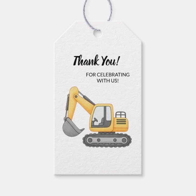Étiquette de cadeau d'anniversaire de construction (Devant)