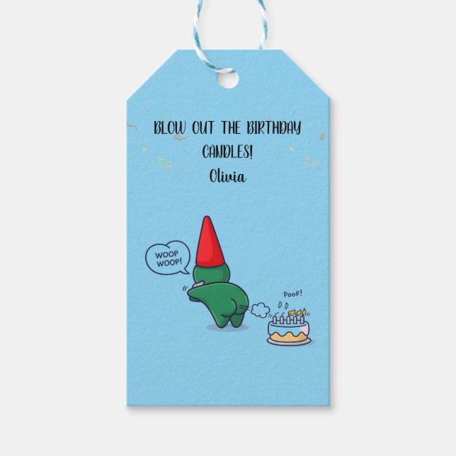 Étiquette de cadeau d'anniversaire de gnome drôle  (Devant)