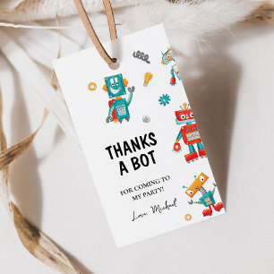 Étiquette de cadeau d'anniversaire de robots amusa