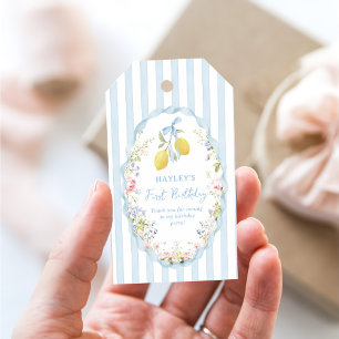 Étiquette de cadeau d'anniversaire Fleur Bleue Lem