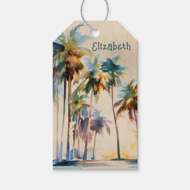 Étiquette de cadeau d'anniversaire Island Breeze (Devant)