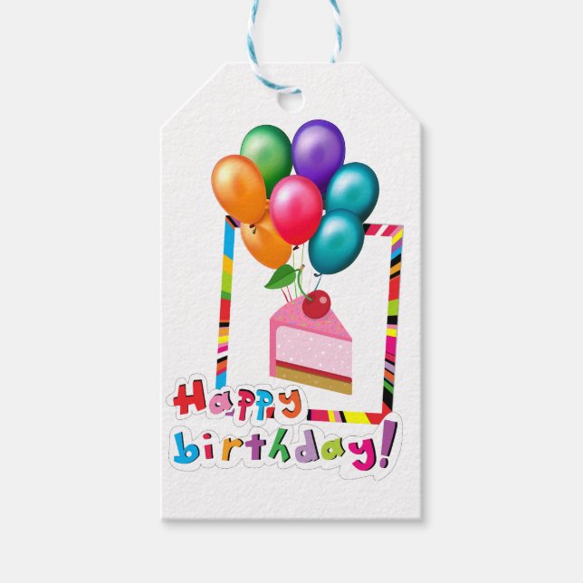 Étiquette de cadeau d'anniversaire joyeux (Devant)