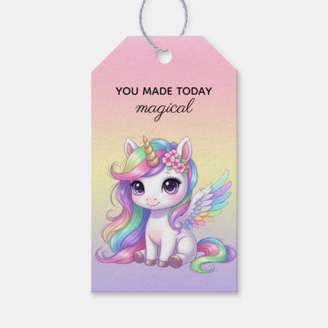 Étiquette de cadeau d'anniversaire magique Licorne (Devant)