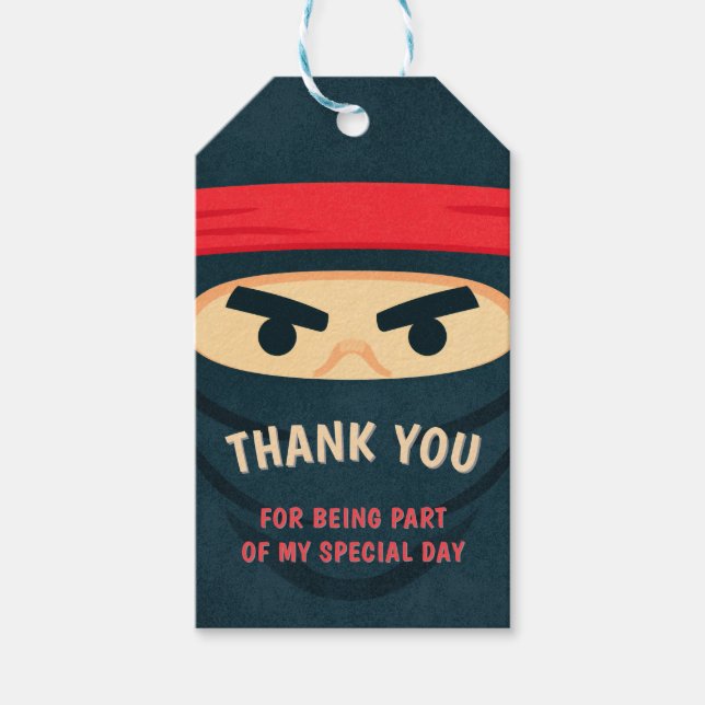 Étiquette de cadeau d'anniversaire Ninja Warrior (Devant)