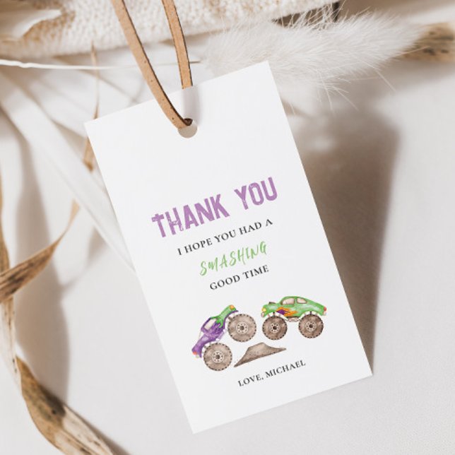 Étiquette de cadeau d'anniversaire pour camions mo (Créateur téléchargé)