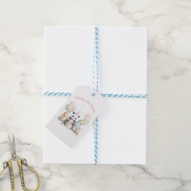 Étiquette de cadeau d'anniversaire pour un animal  (With Twine)