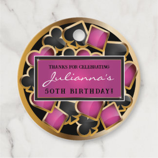 Étiquette de cadeau d'anniversaire rose pour soiré